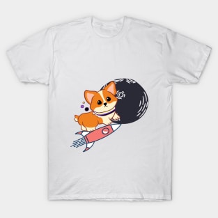 Shiba goes to the MOON!! T-Shirt